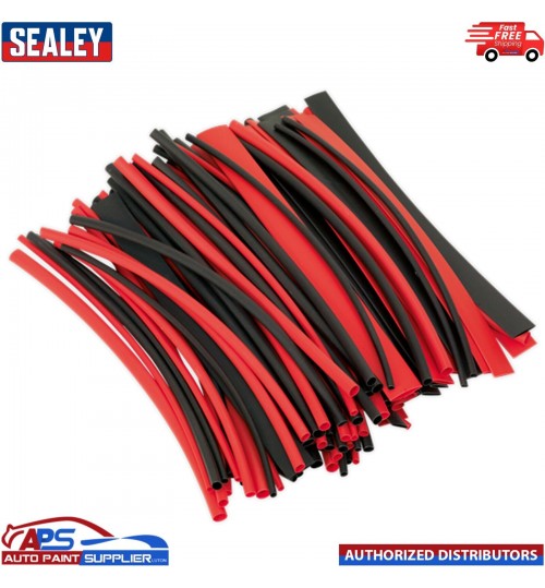 Heat Shrink Tubing HST200BR Sealey 100pc 200mm Heat Shrink Tubing - Black & Red